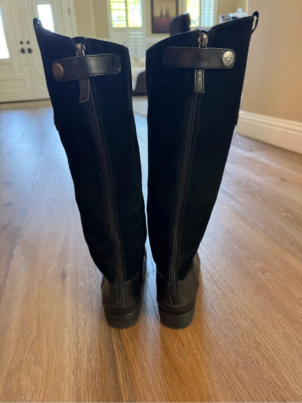 Sam Edelman Pembrooke Black Leather Suede Knee High Riding Boots Size 8